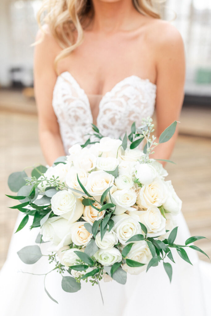 white rose bridal bouquet