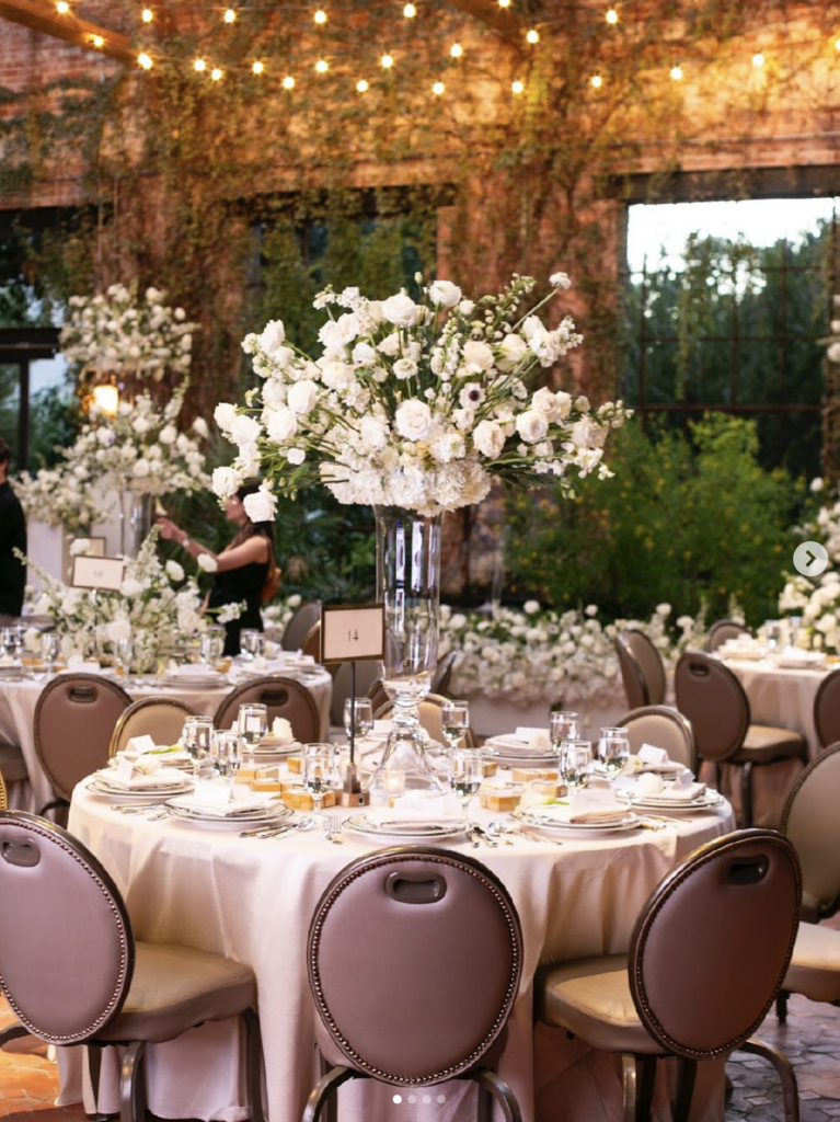 large white wedding reception centerpieces